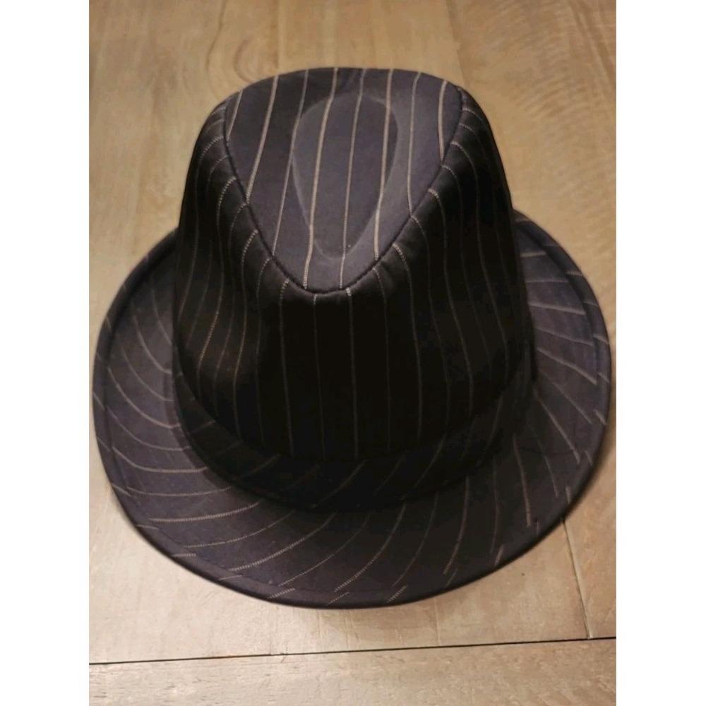 Mens Manhattan Vtg Look Gangster Trilby‎ Fedora Hat Short Brim Striped Jazz Cap - Picture 3 of 4